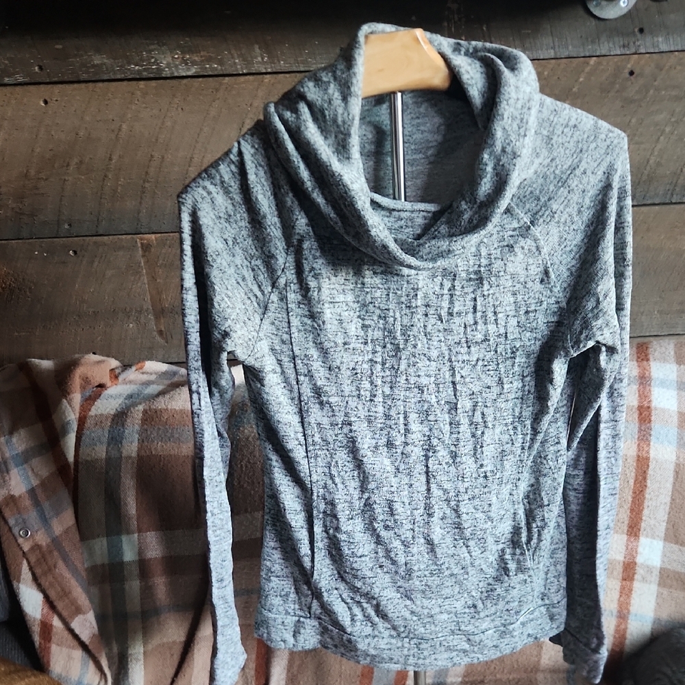 Elegant Heather Gray Cowl Neck Sweater